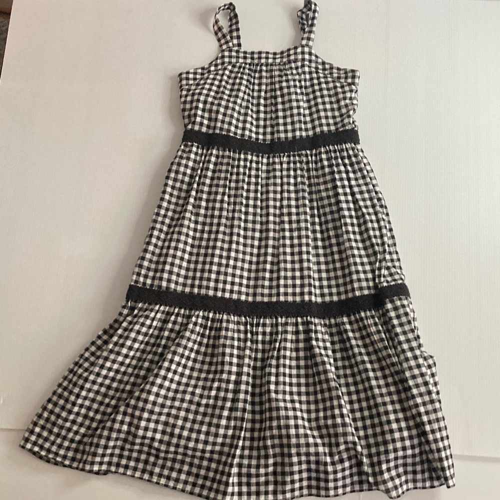 Janie and Jack Long Black and White Gingham Dress Girls Size 12